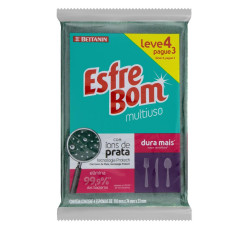 Esponja Multi Uso Ions Prata Com 4 Peças - Bettanin
